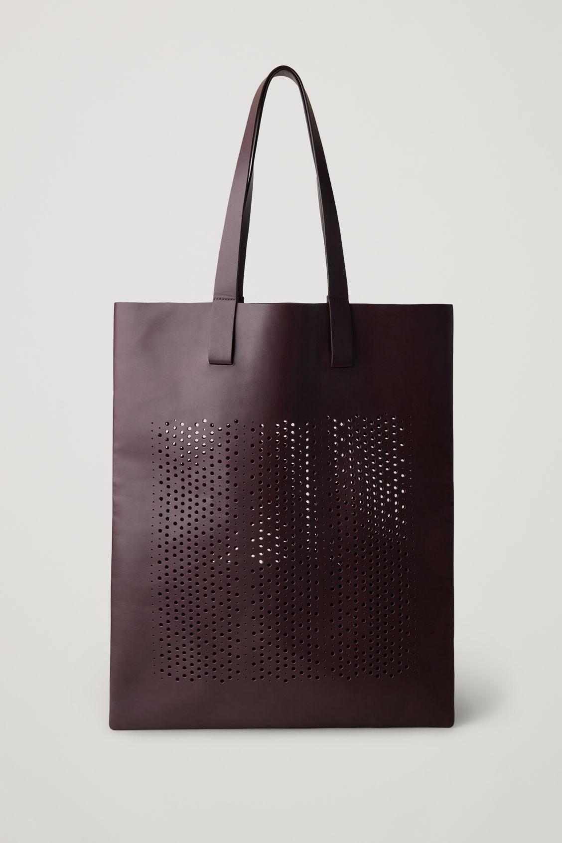 perforated leather tote