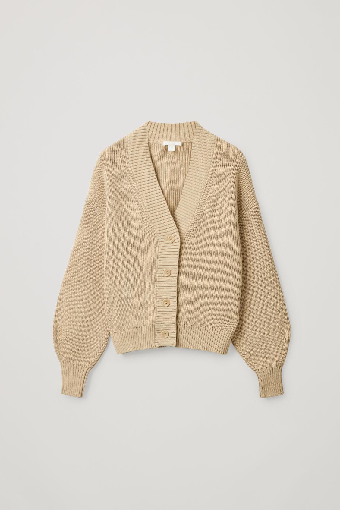COS Cotton Oversized V-neck Cardigan in Beige (Natural) - Lyst