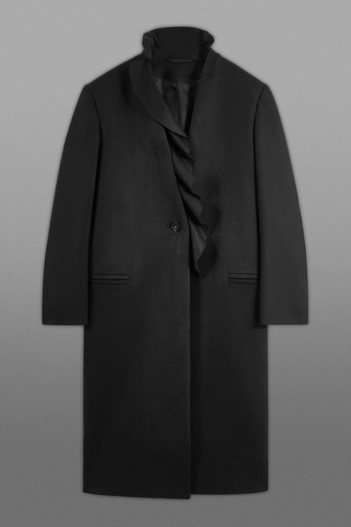 COS The Ruffled Tailored Wool Coat in Black Lyst