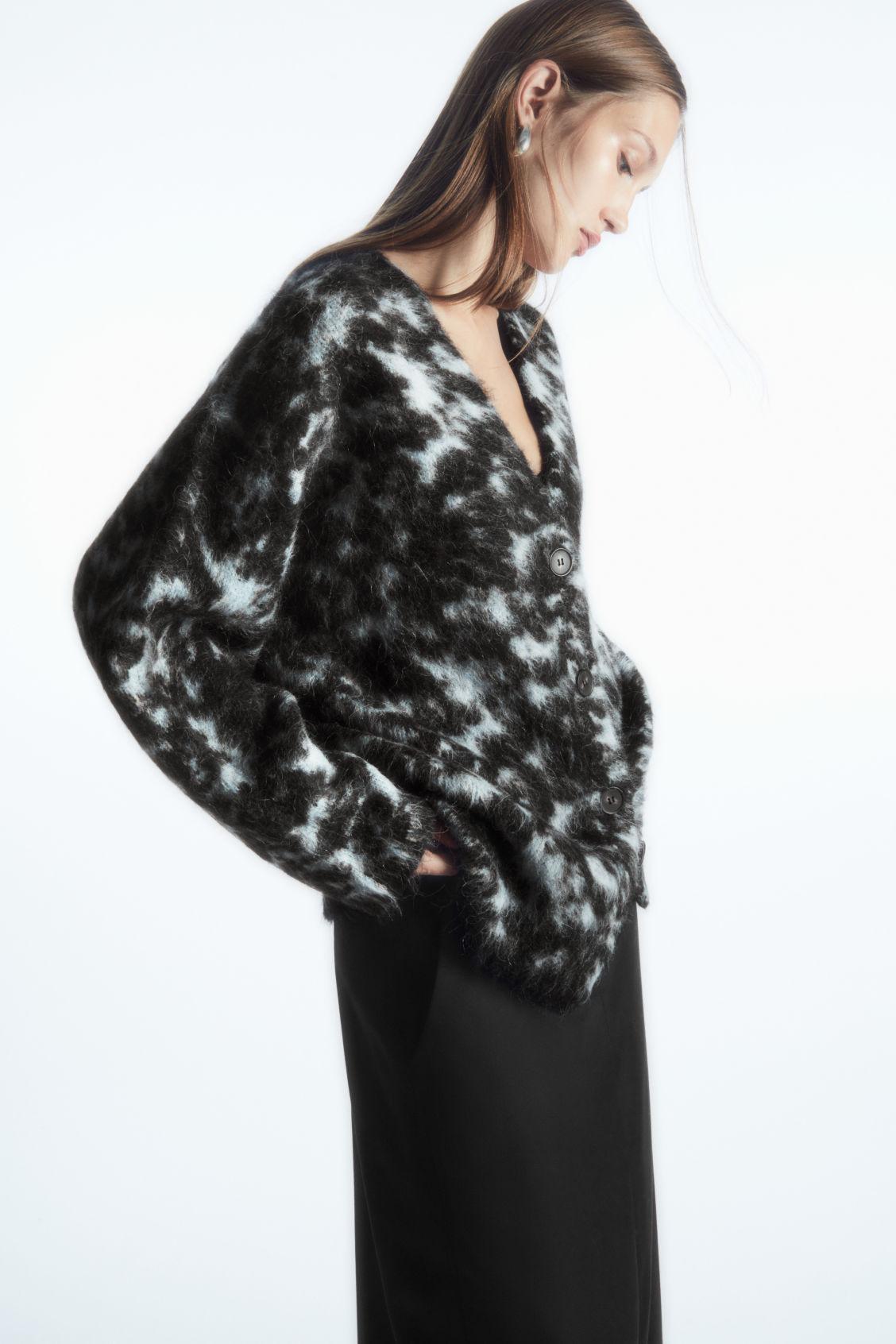COS Tortoiseshell-jacquard Alpaca-blend Cardigan in Black | Lyst