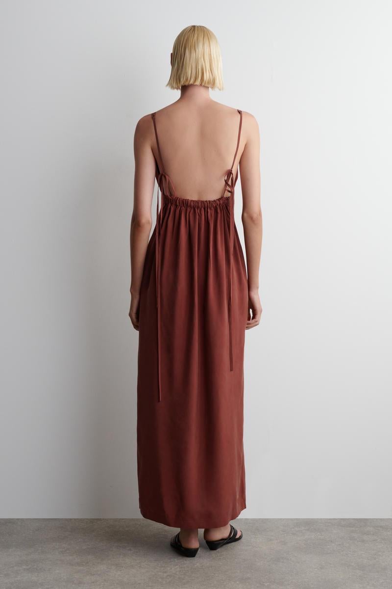 knee length dresses for ladies KAAREM - Phoenix 3/4 Sleeve Boatneck Silk Dress