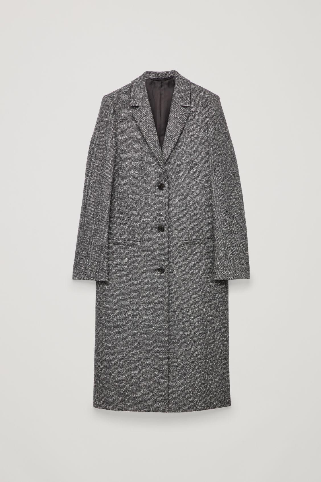 Lyst Cos Long Herringbone Wool Coat in Gray