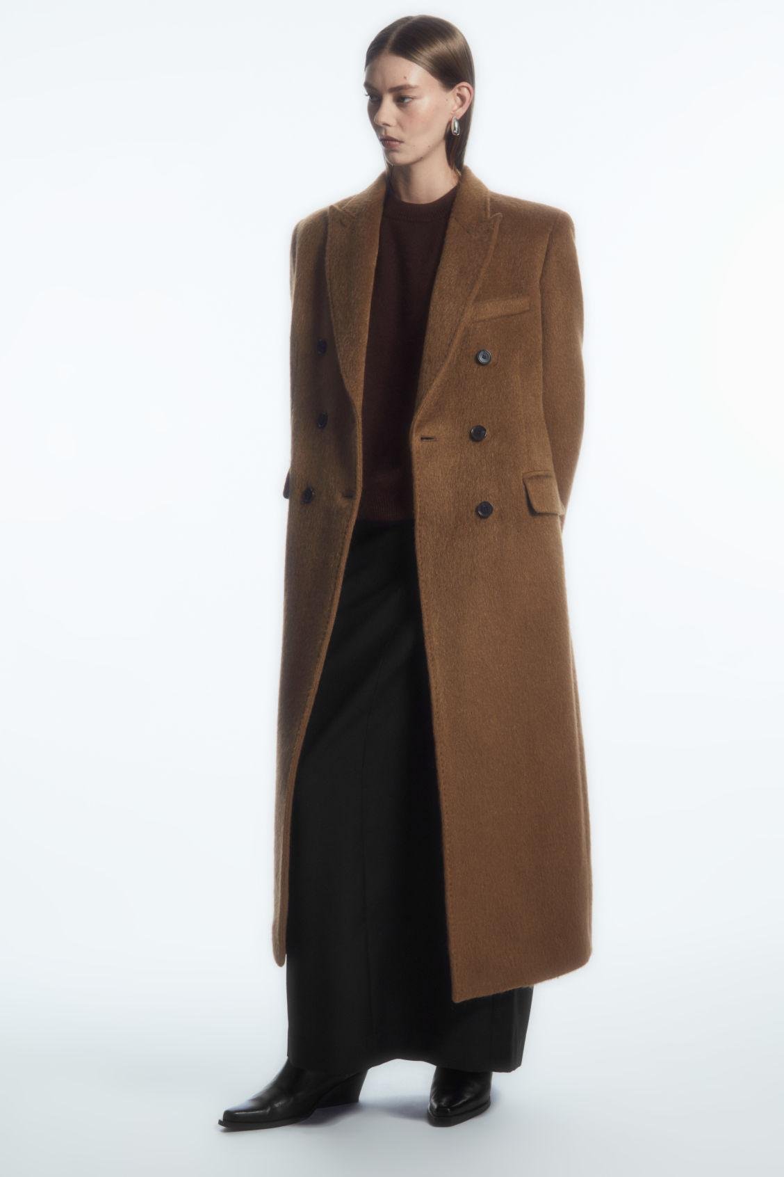 COS Oversized Double-breasted Wool Coat in Brown Lyst