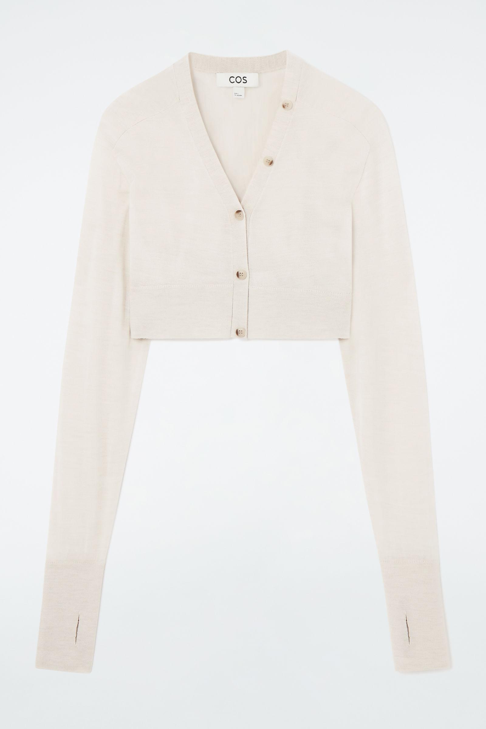 White cropped button up cardigan cheap