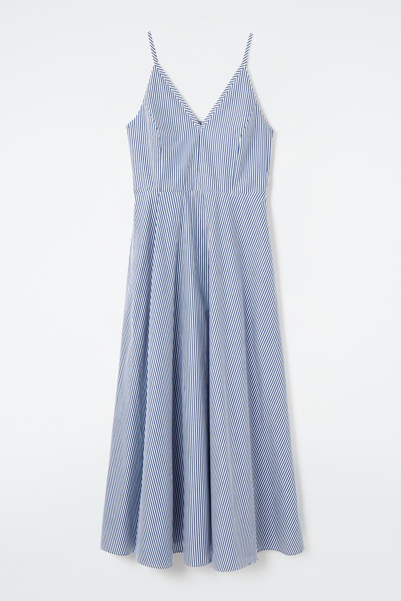 navy blue dress for baby girl COS Contrast-Panel Boat-Neck Midi Dress
