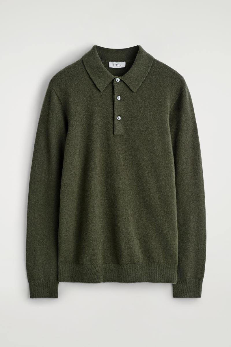 COS Seamless Cashmere Polo Shirt in Green for Men | Lyst