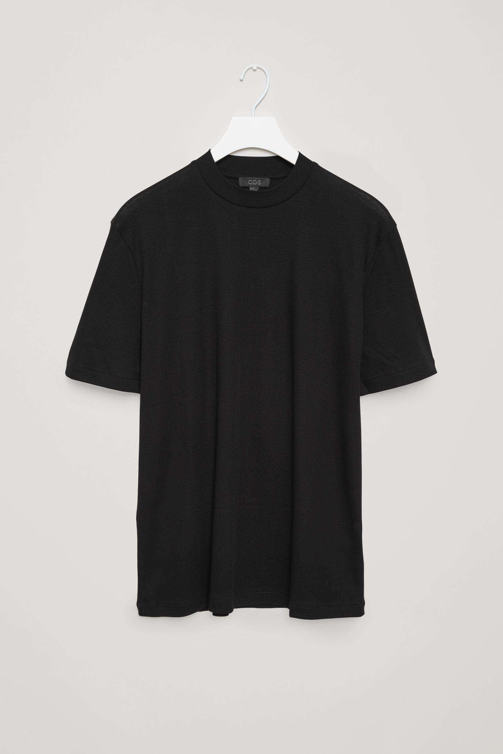 COS Cotton T-shirt With Raised Neck in 