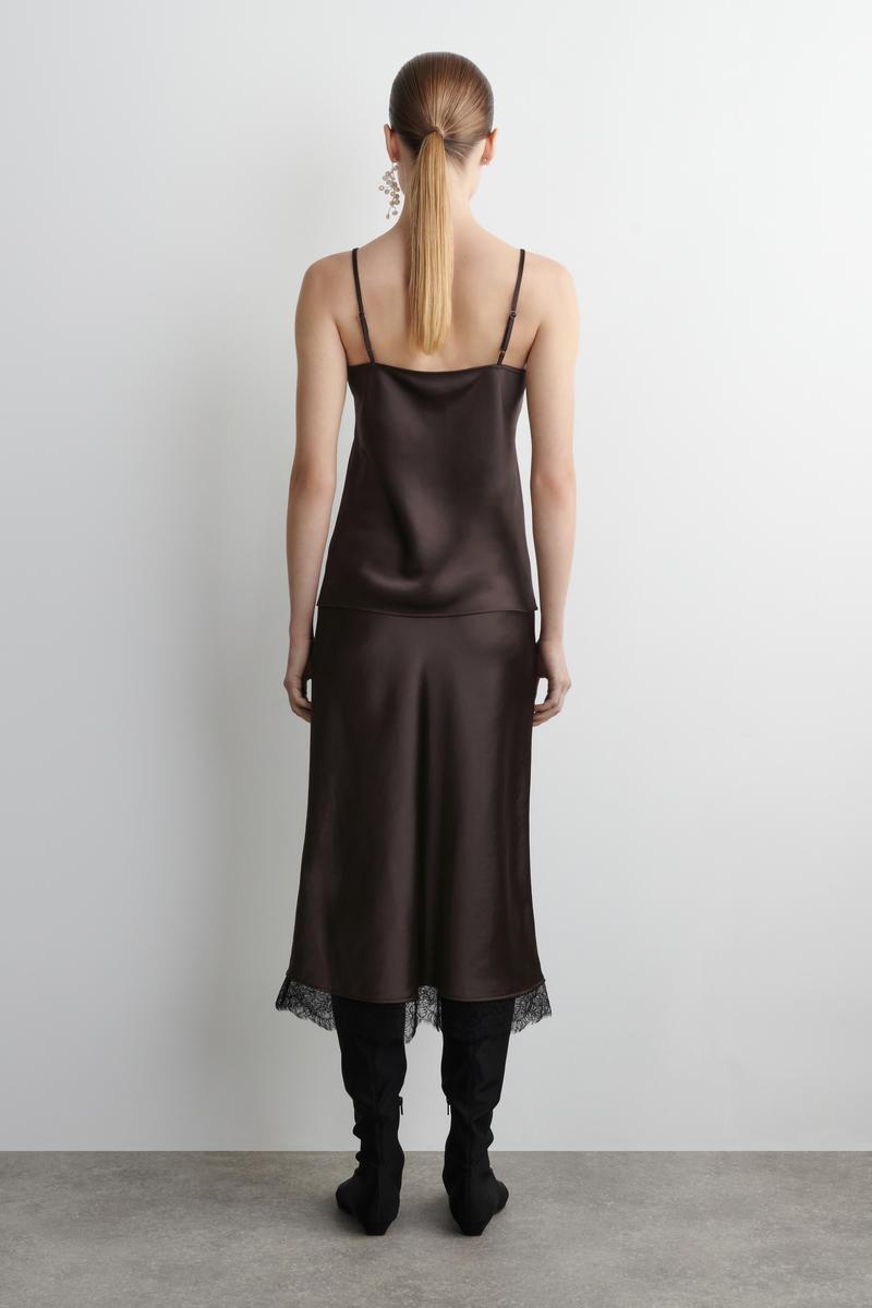 cos satin dress DRAPED SILK MAXI DRESS - CARBON