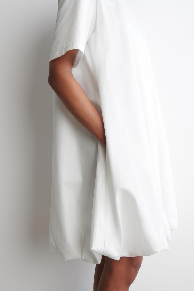cos white mini dress COS Women's Sculpted Textured Mini Dress in White | Cotton