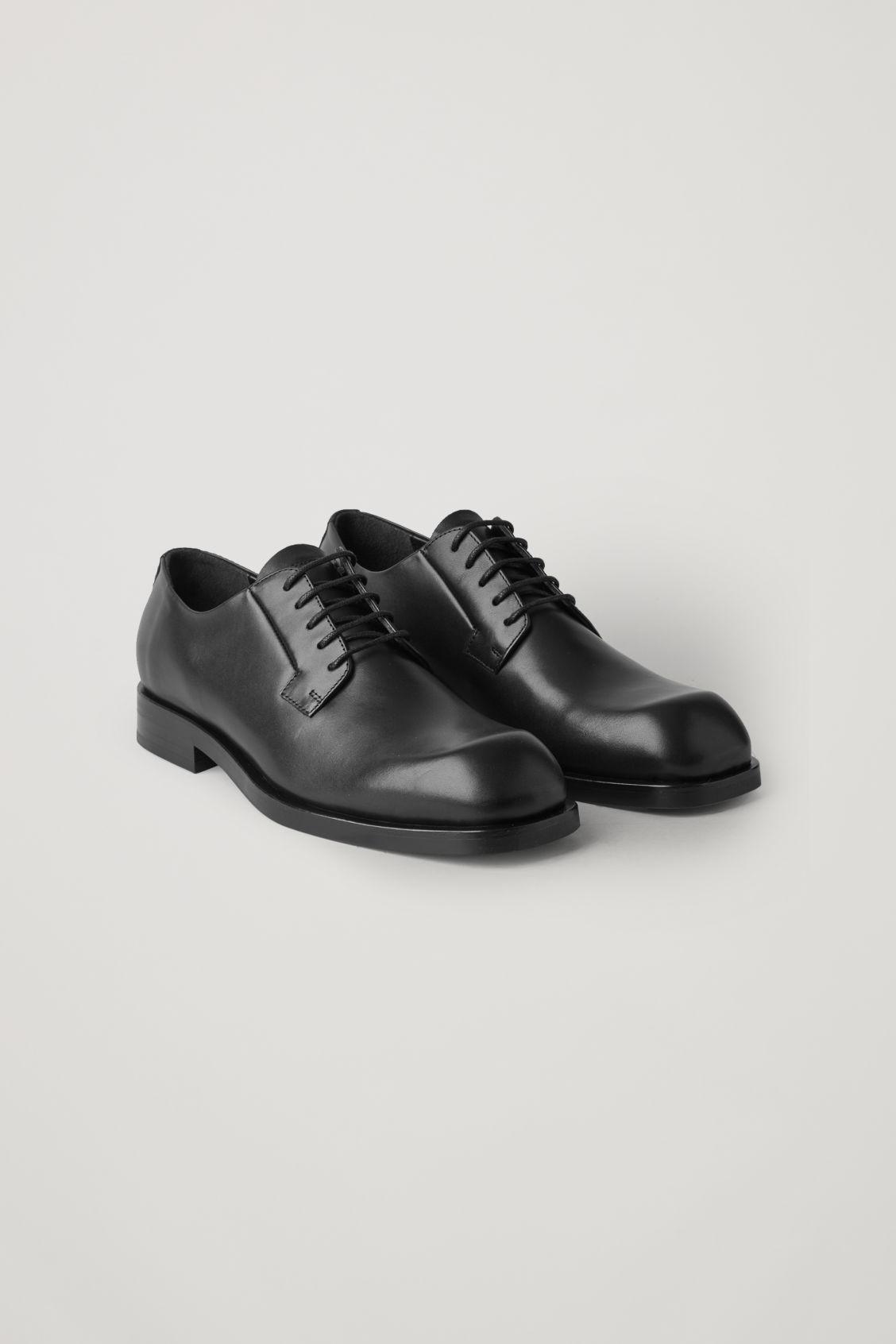 COS Leather Square-toe Derby Shoes in Black for Men | Lyst