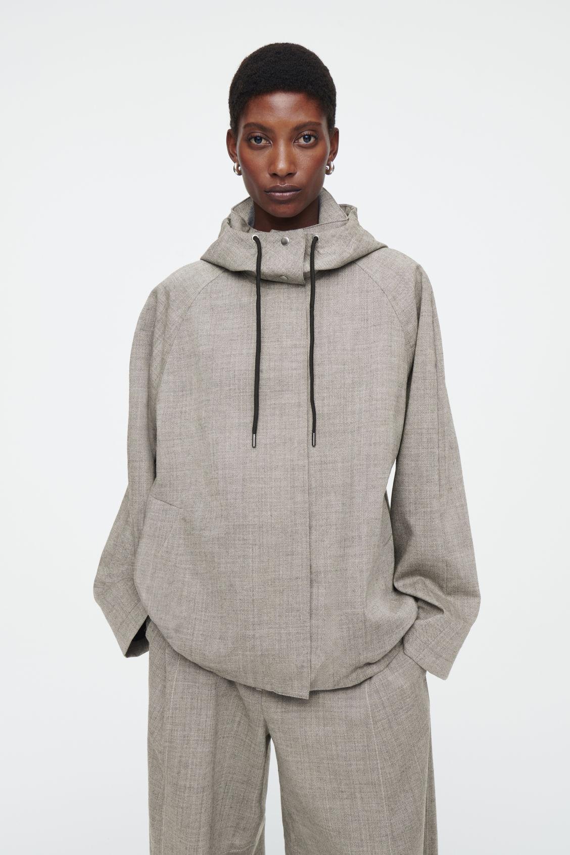 COS Hooded Wool Utility Jacket in White | Lyst