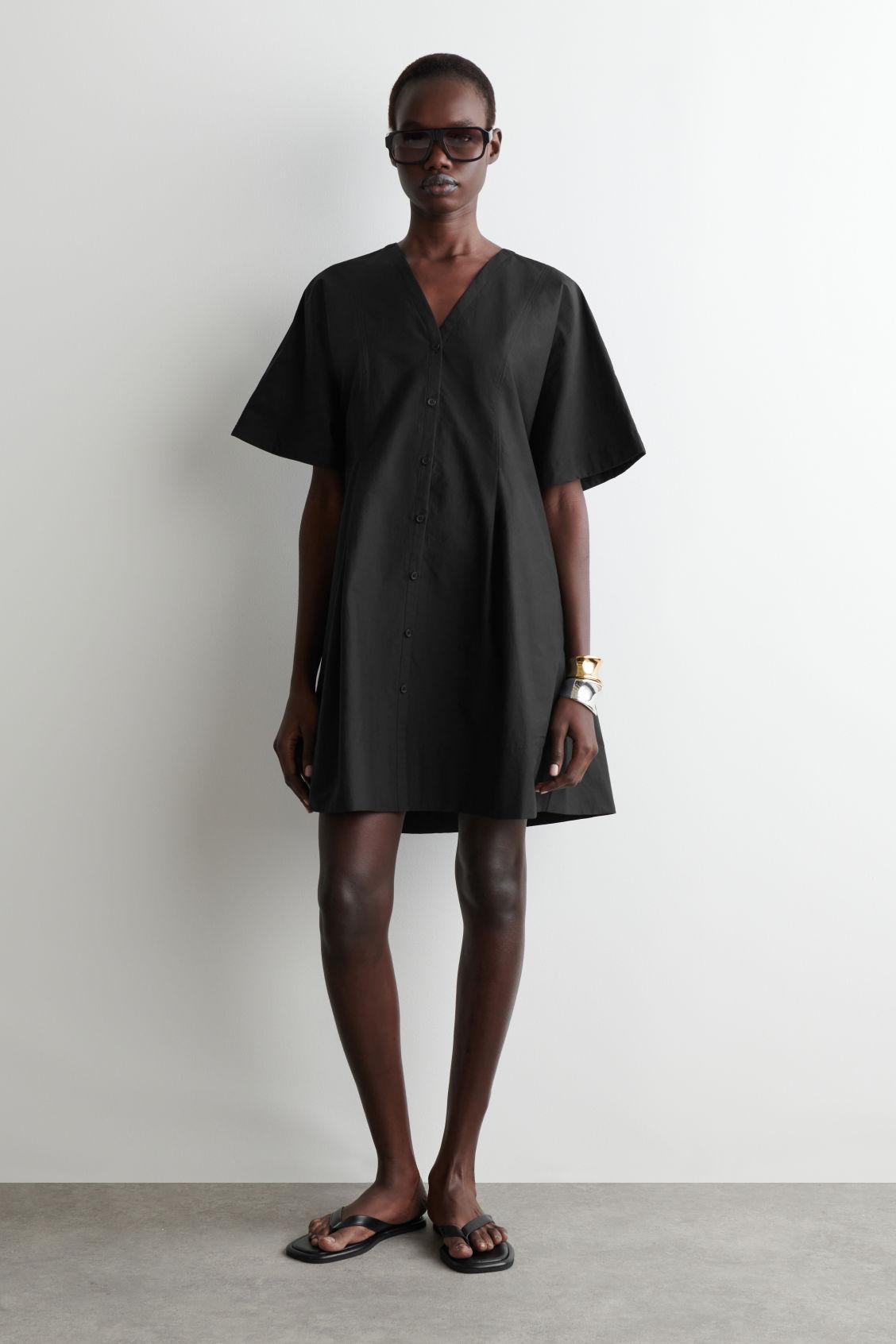 cos black pleated dress COS Women's Knitted Pleated Maxi Dress in Black