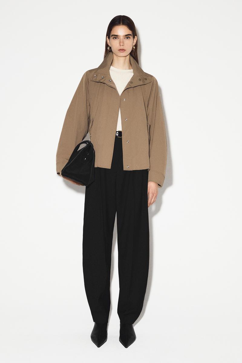 COS Nylon Funnel-Neck Jacket in Natural | Lyst