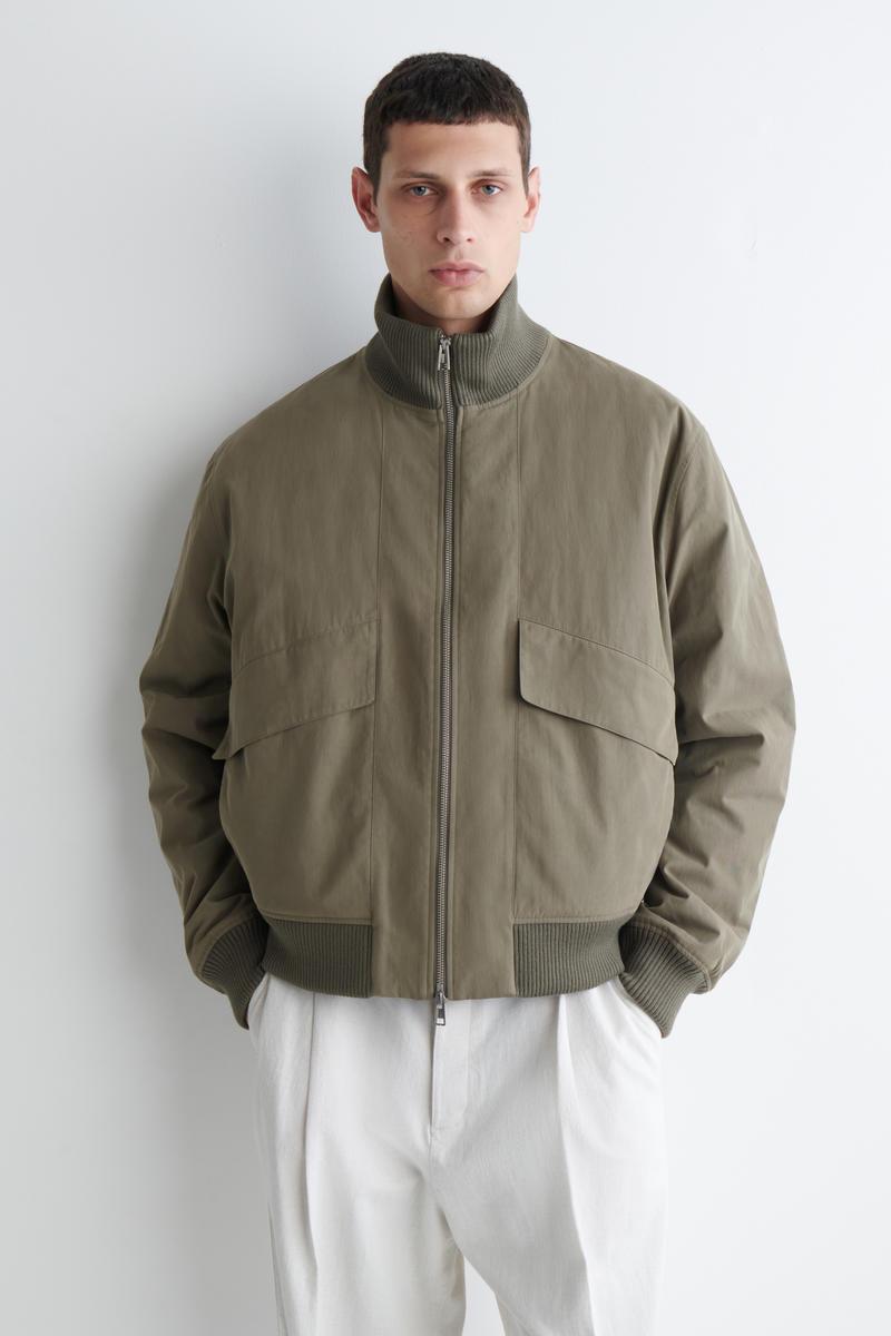 COS Padded Cotton Flight Jacket in Green for Men | Lyst
