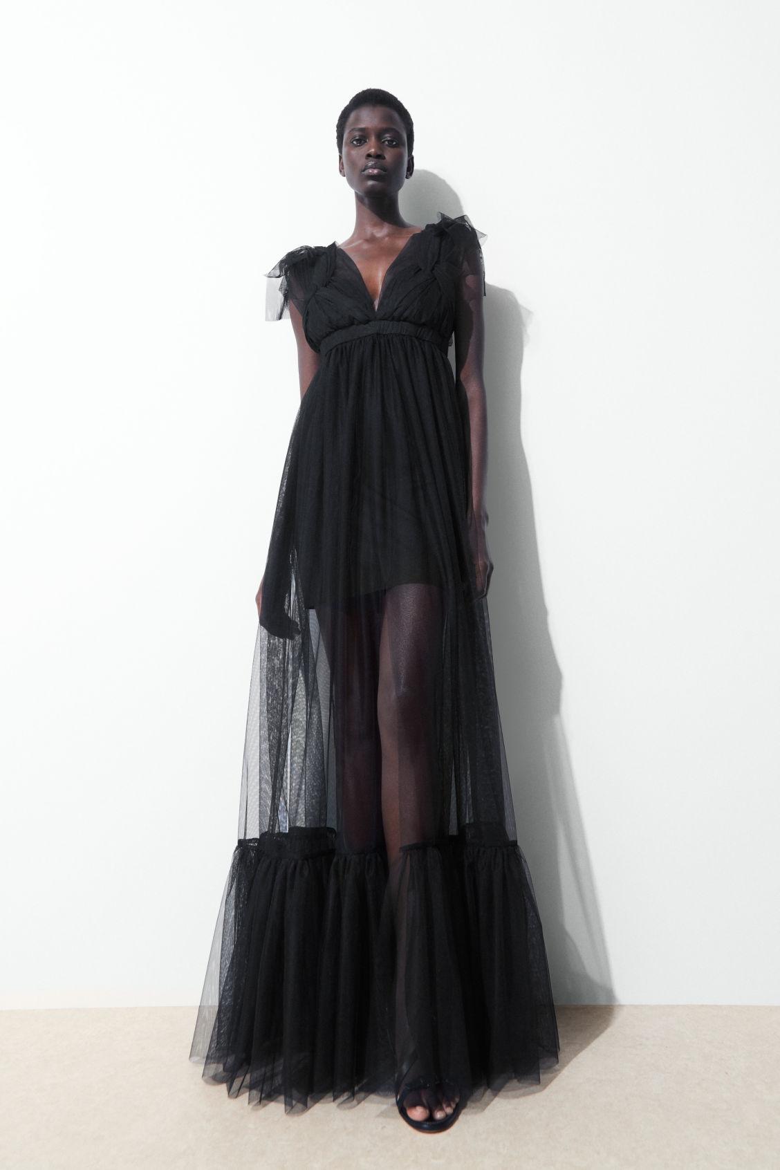 COS The Sheer Tulle Dress in Black