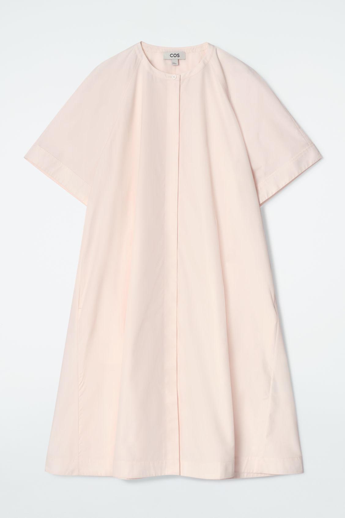 cos pink linen dress Cos Pink Midi Dress PUFF-SLEEVE MIDI DRESS PINK COS