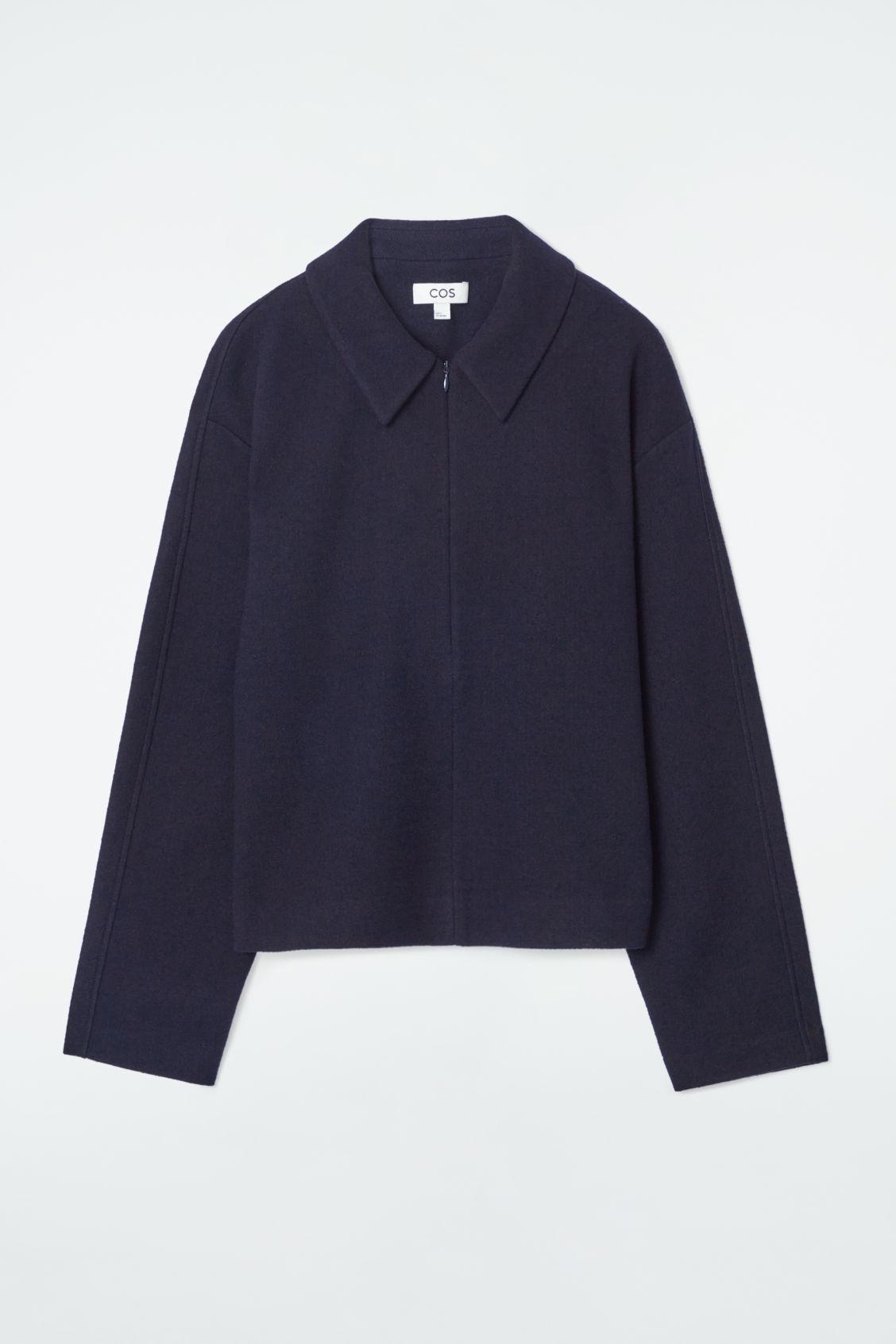 COS Boiled-wool Zip-up Cardigan in Blue | Lyst