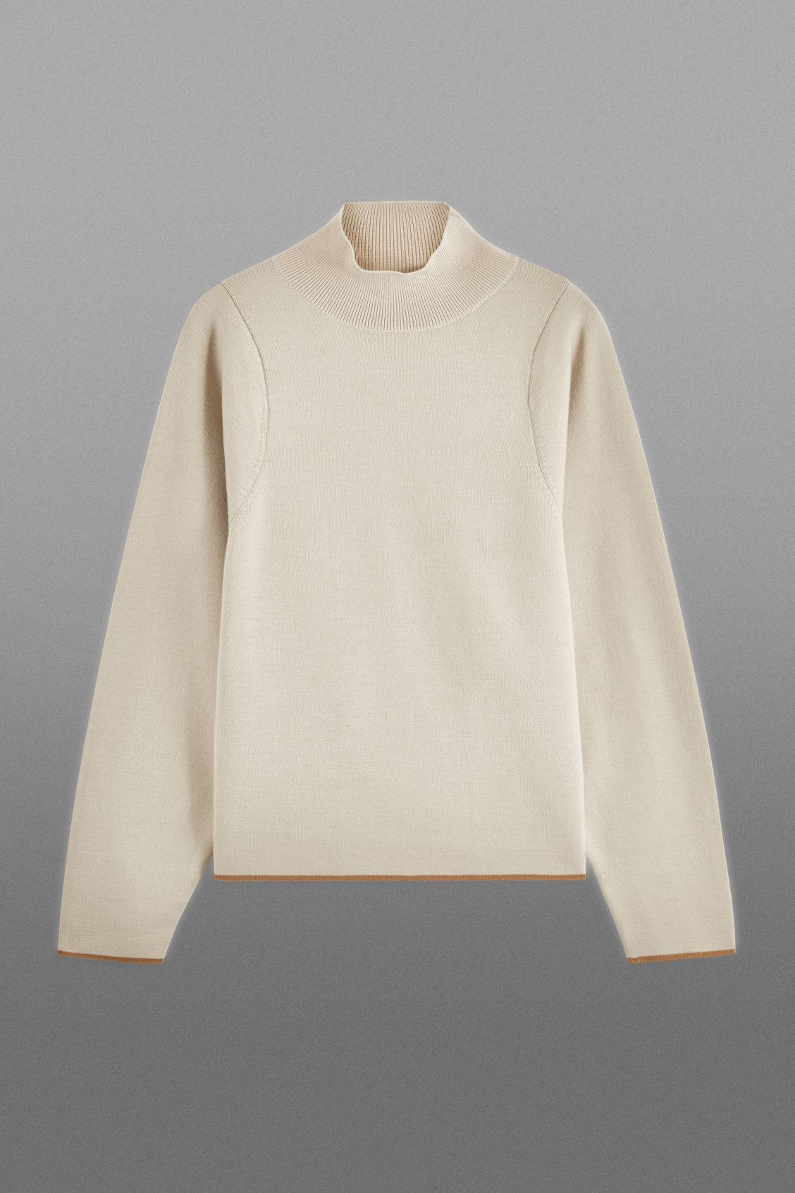 COS The Waisted Wool Mock-neck Sweater in Beige (Gray) | Lyst