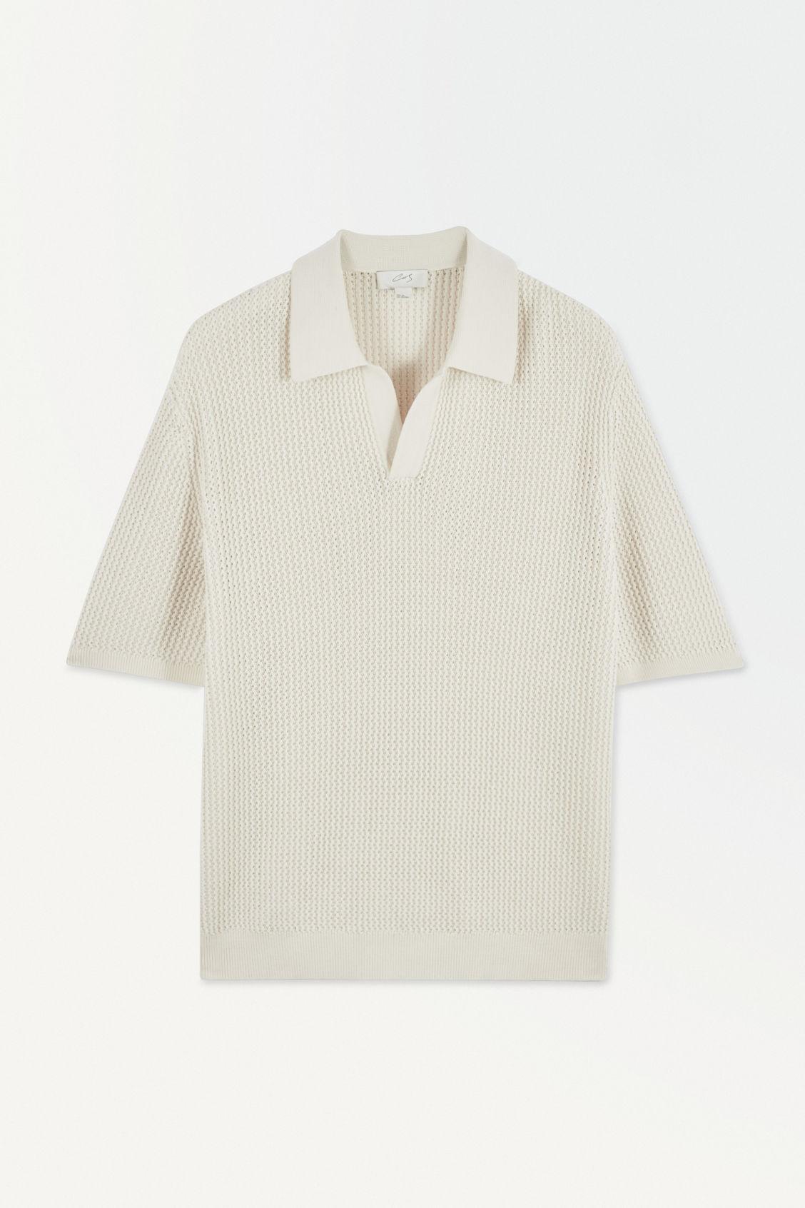 COS The Knitted Silk Polo Shirt in White for Men | Lyst
