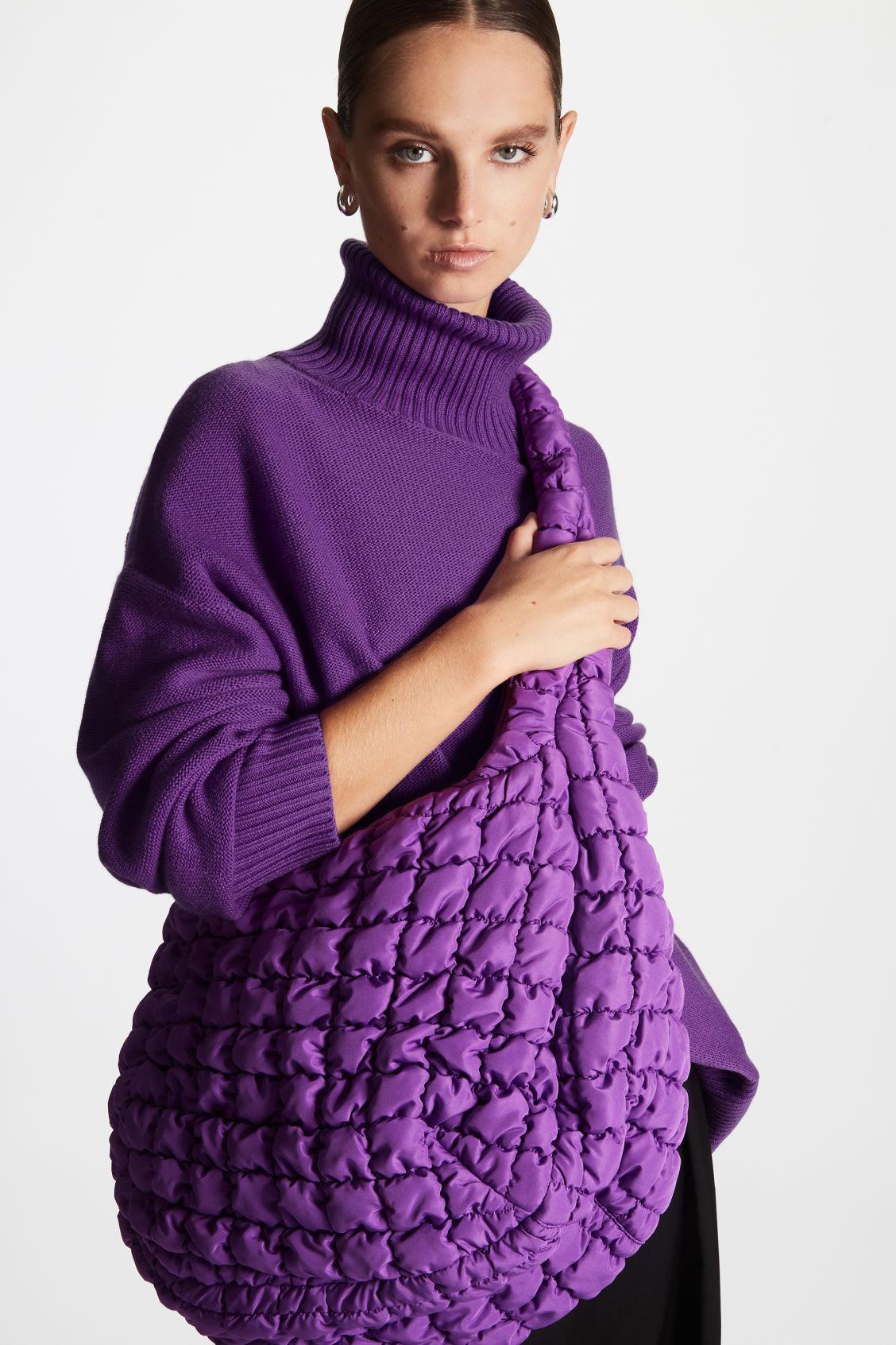 COS Quilted Oversized Shoulder Bag in Purple