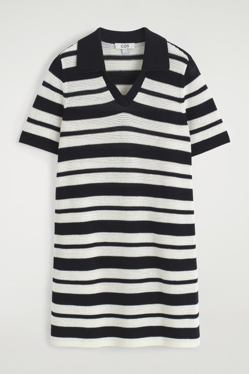 COS Open-Knit Polo Mini Dress in Blue | Lyst COS Open-Knit Polo Mini Dress in Blue | Lyst