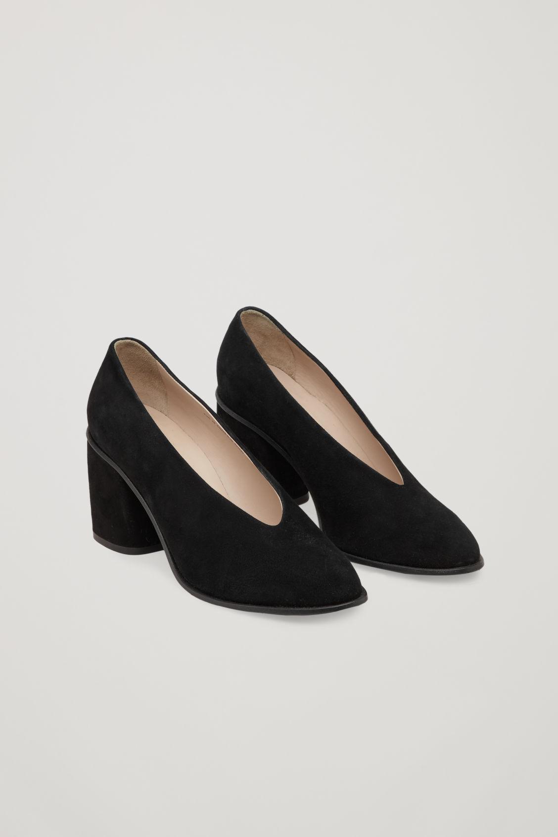 COS Suede Chunky Pumps in Black - Lyst