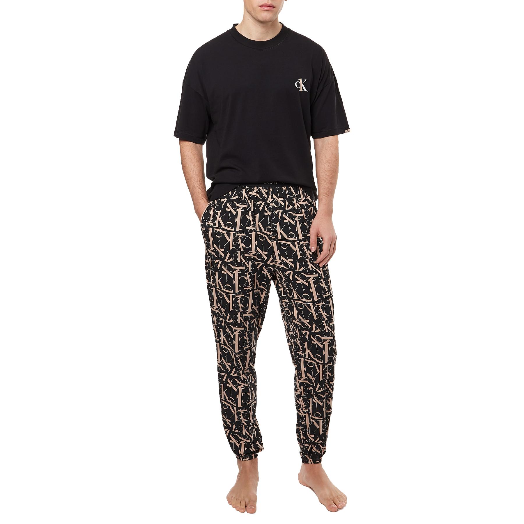 Heren Kleding voor voor Nacht en slaapmode Calvin Klein Short Sleeve Jogger Pj Set Pyjama in het Zwart voor heren 