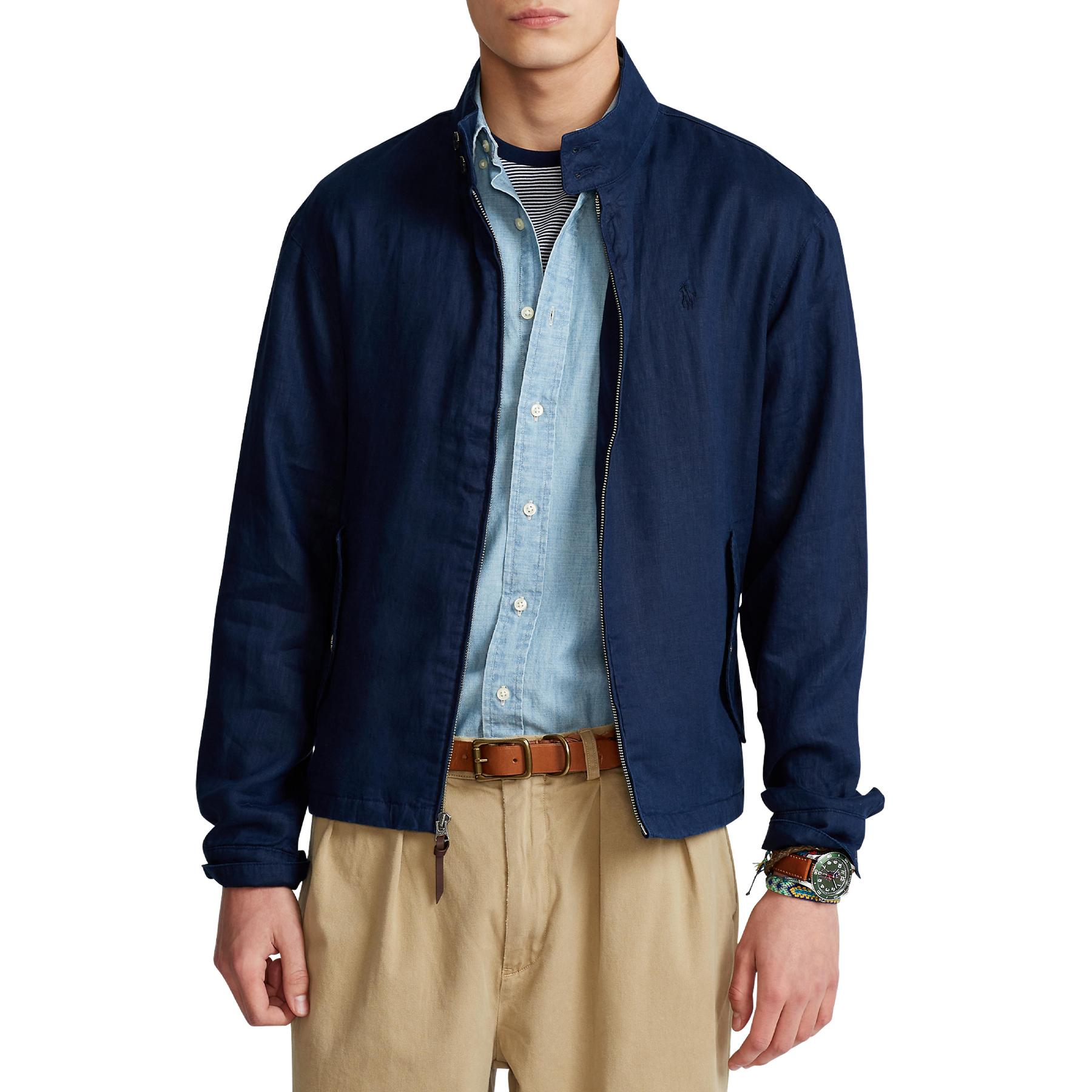 Polo Ralph Lauren Linen Mockneck Jacket in Blue for Men | Lyst