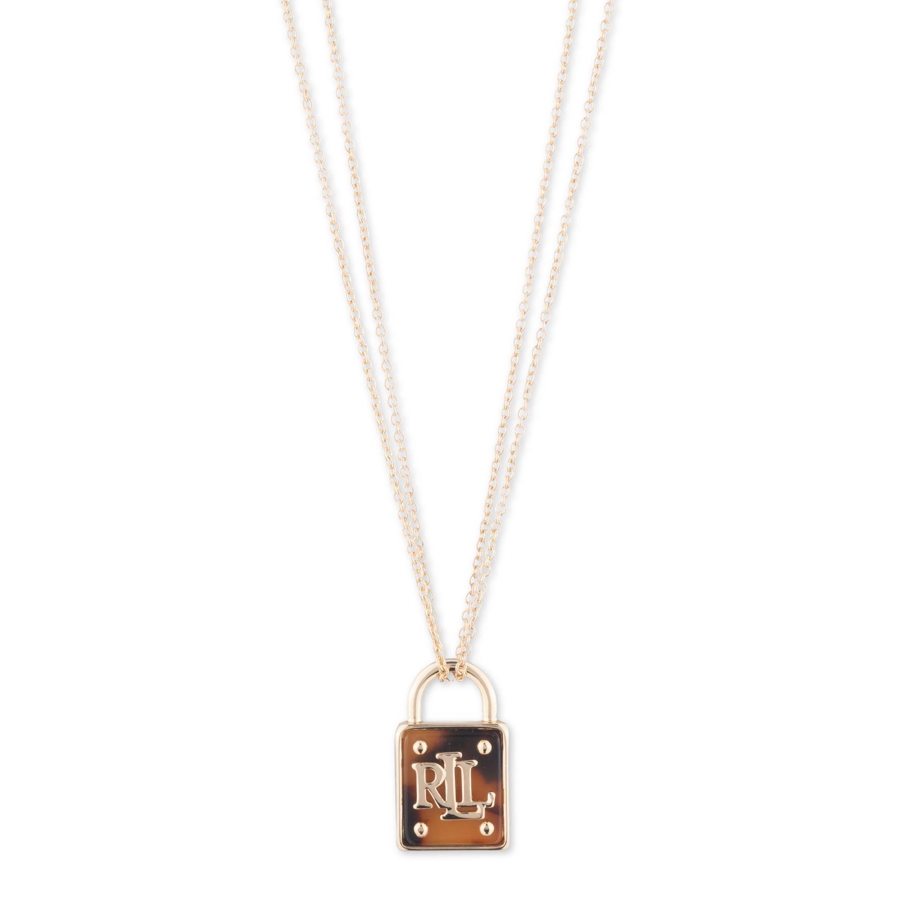Lauren by Ralph Lauren 15" Padlock Pendant Necklace in Metallic Lyst