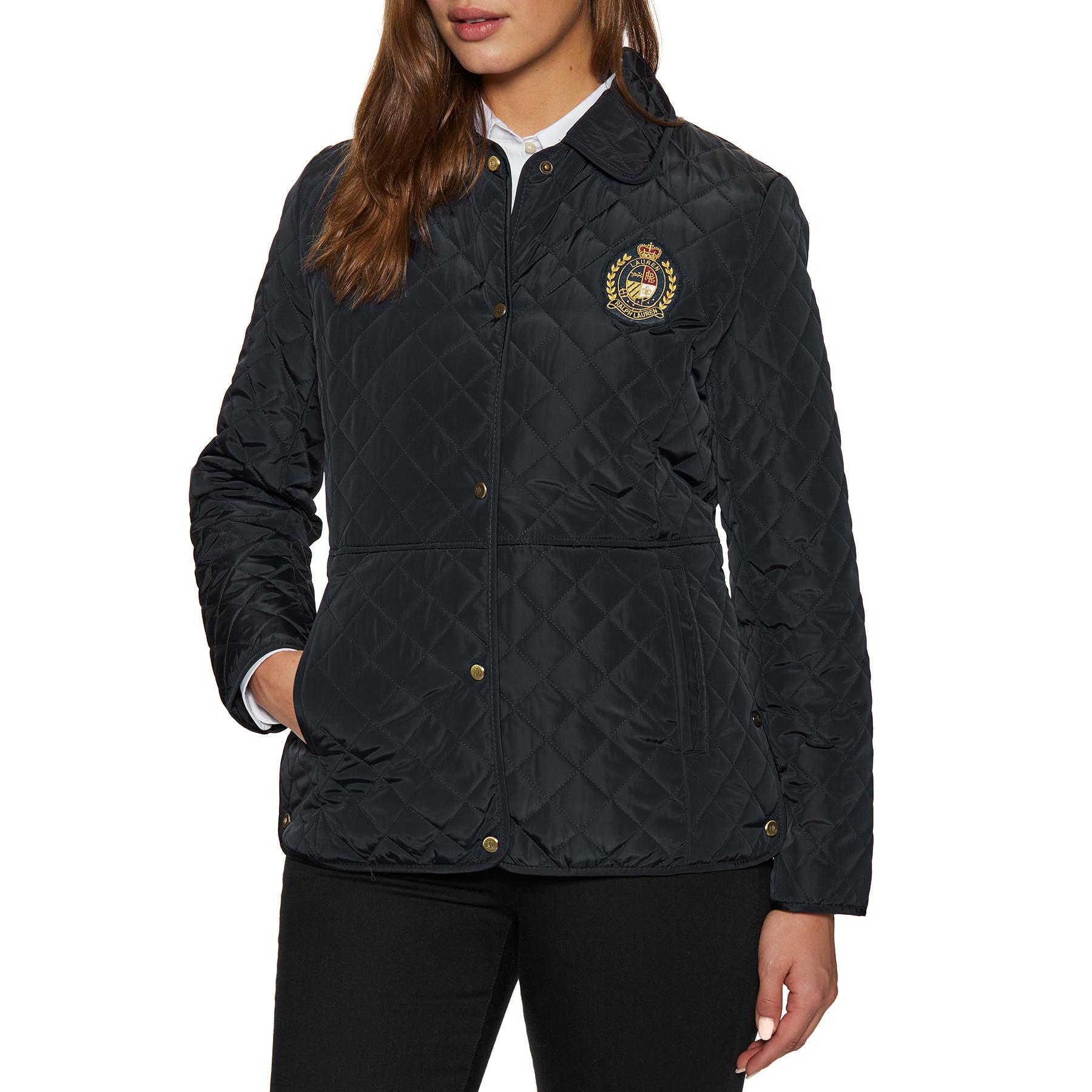 Lauren by Ralph Lauren Crest-patch Quilted Jacket in Navy (Black) | Lyst UK