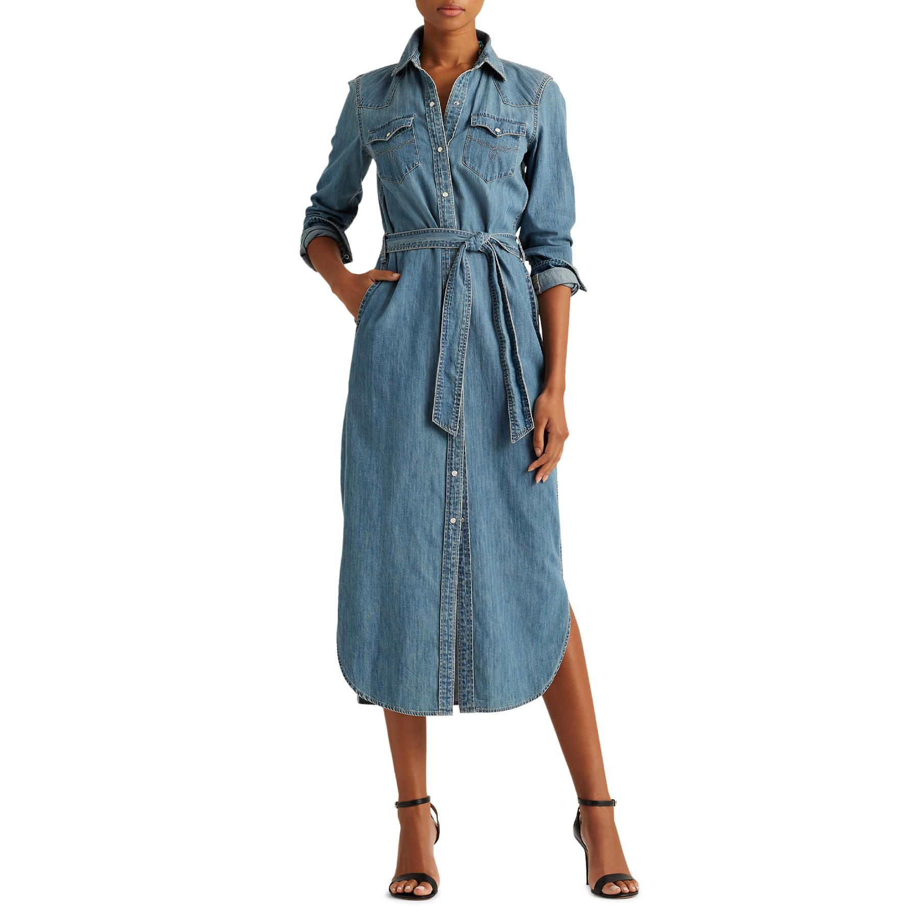 Lauren by Ralph Lauren Derrek Long Sleeve Dress in Desert Sky Wash (Blue) |  Lyst