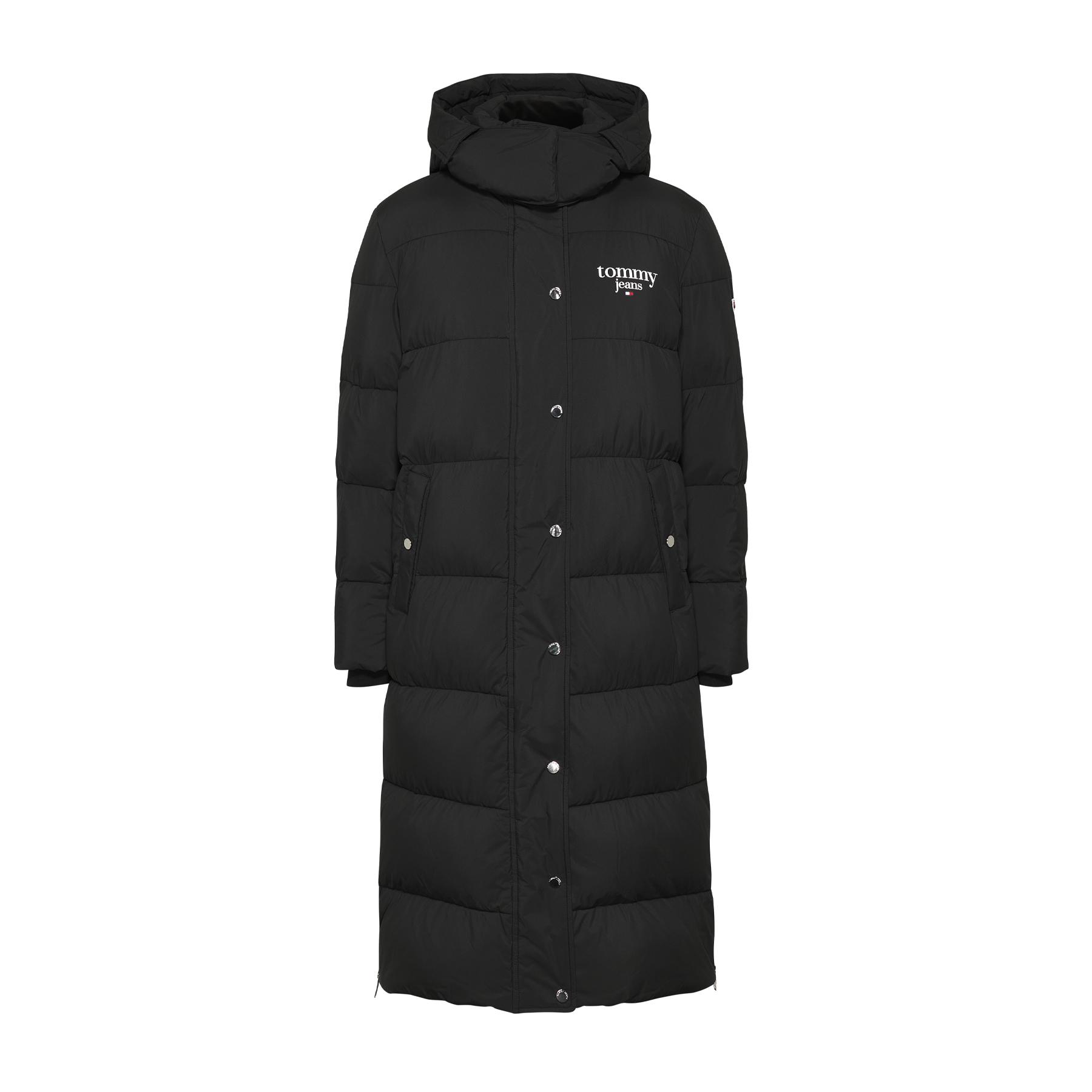 Tommy Hilfiger Graphic Longline Puffer Jacket in Black | Lyst