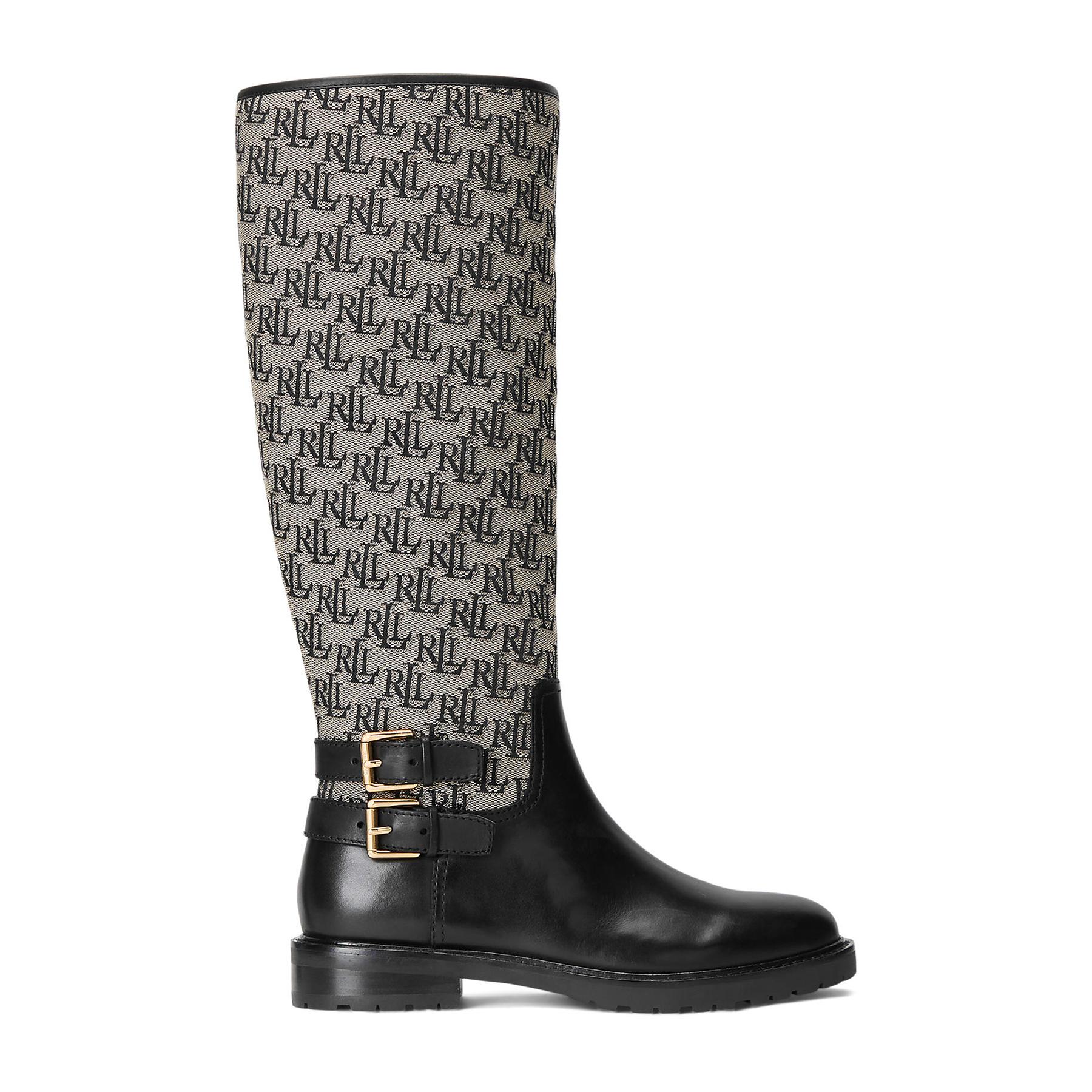 Lauren by Ralph Lauren Emelie Tall Monogram Jacquard Riding Boots in Black  | Lyst