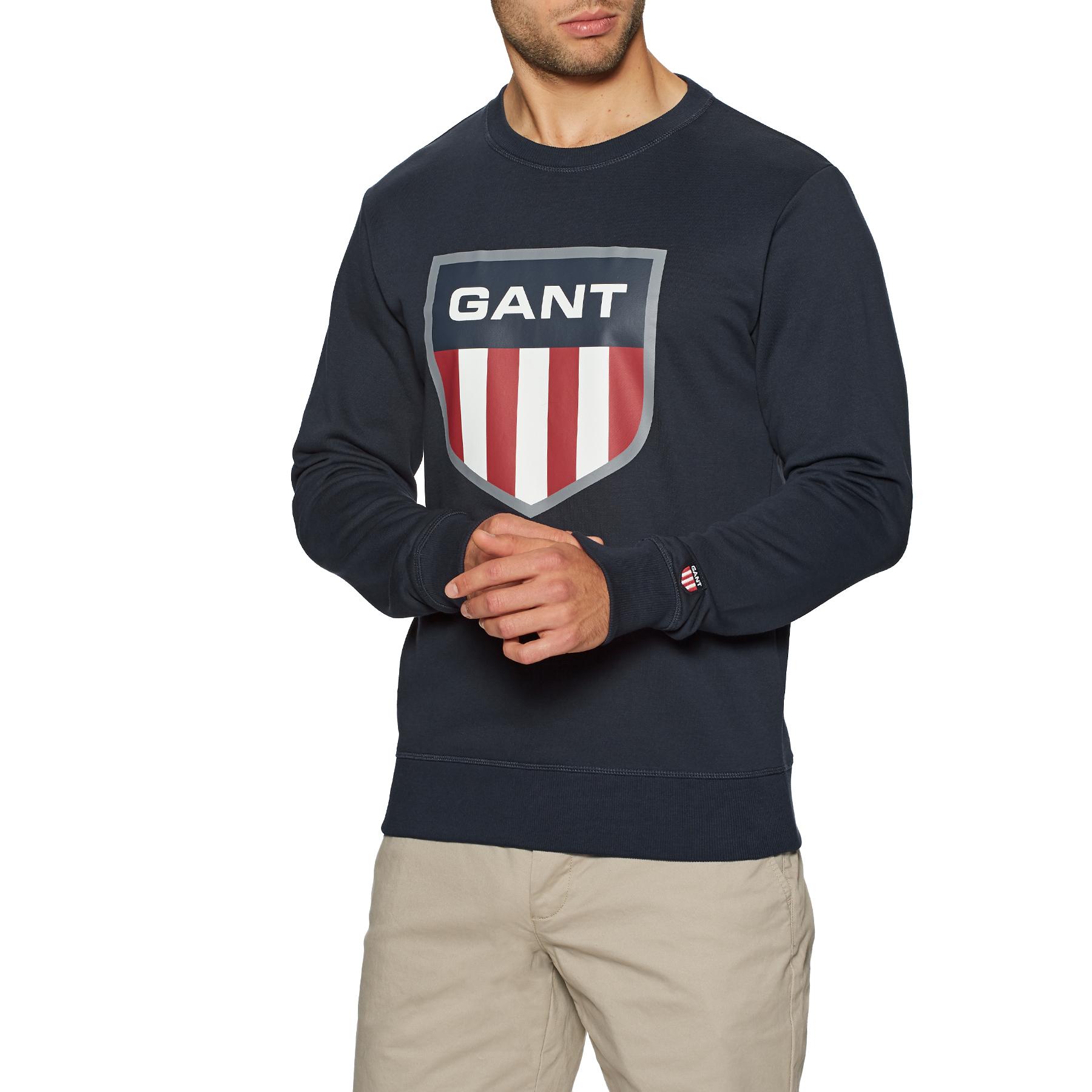 GANT Retro Shield Crew Neck Sweater in Blue for Men - Lyst