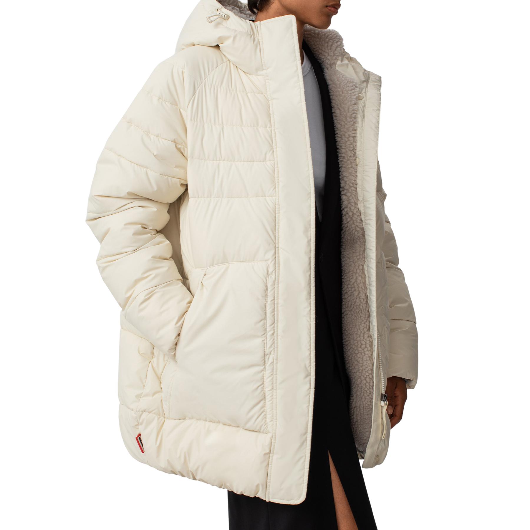 HUNTER Intrepid Mid Puffer Jacket in Natural Lyst