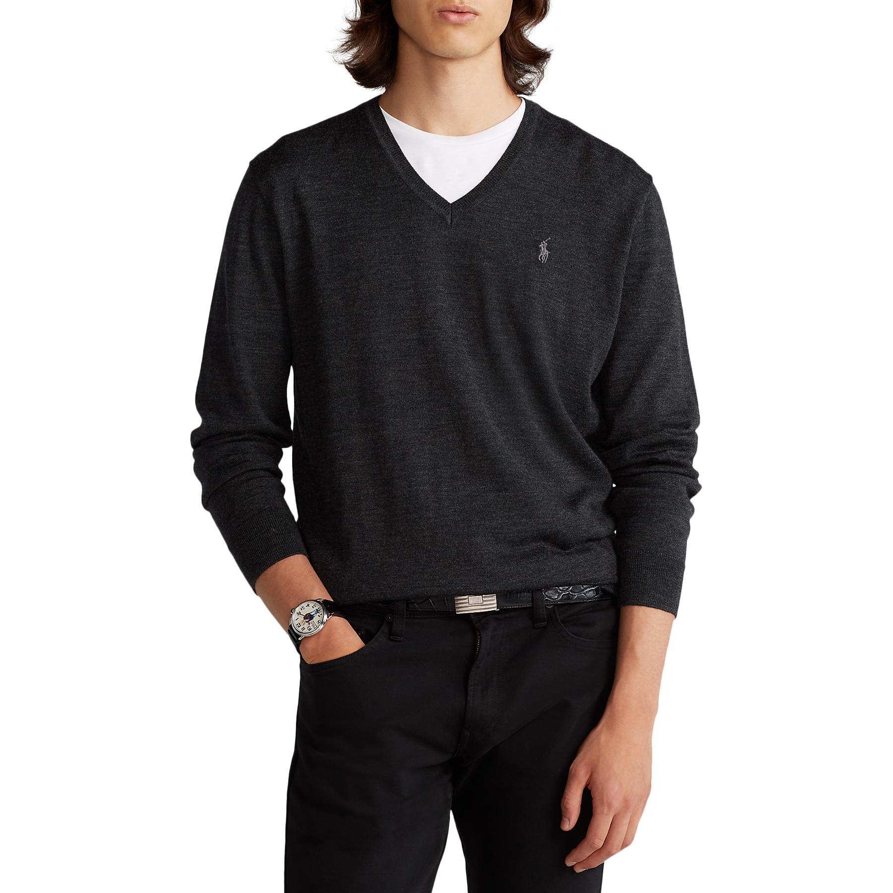 ralph lauren black v neck sweater