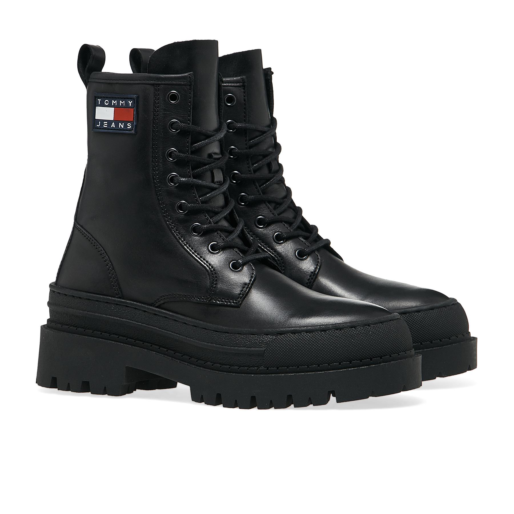 Tommy Hilfiger Lace Up Boot Boots in Black | Lyst