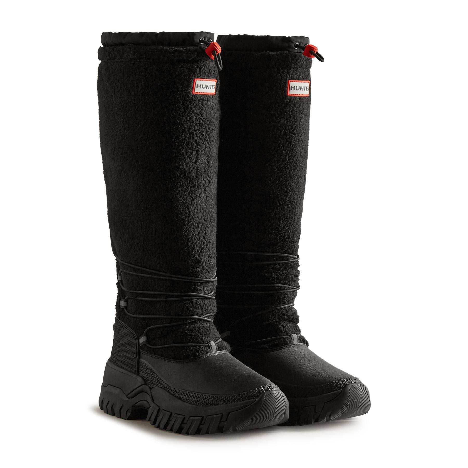 HUNTER Wanderer Tall Sherpa Snow Boots in Black Lyst
