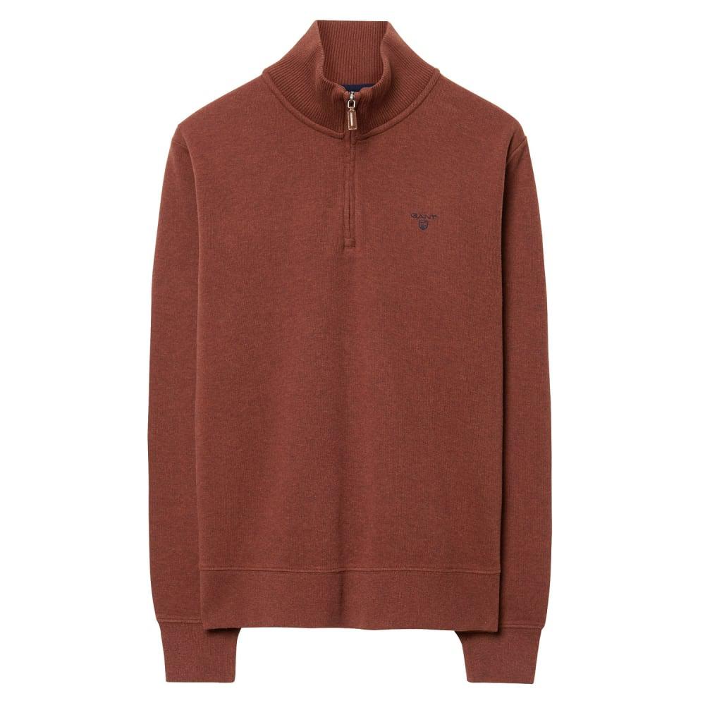 GANT Cotton Sacker Rib Mens Half Zip Sweater in Brown for Men - Lyst