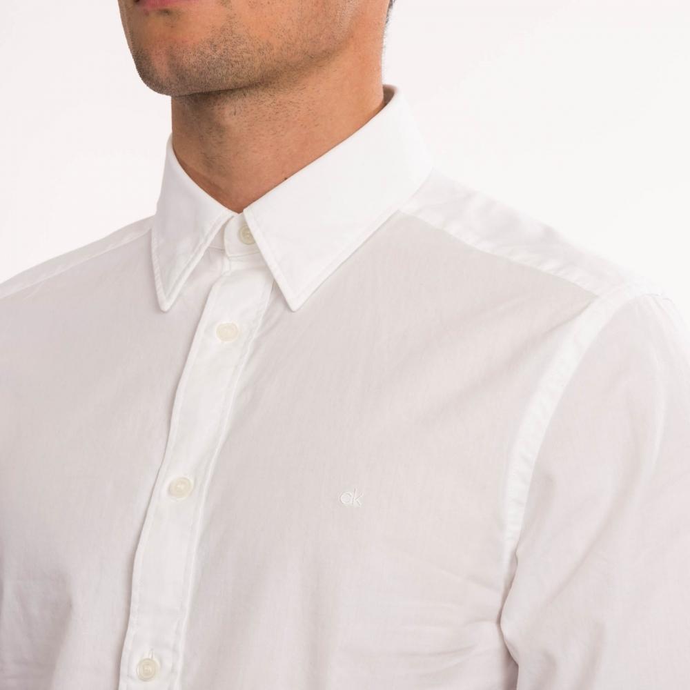 Calvin Klein Hidden Button Down Shirt in White for Men - Lyst