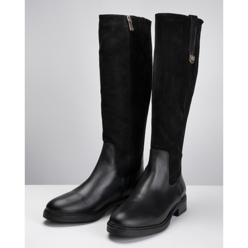 Tommy Hilfiger Th Hardware Suede Boots in Black - Lyst