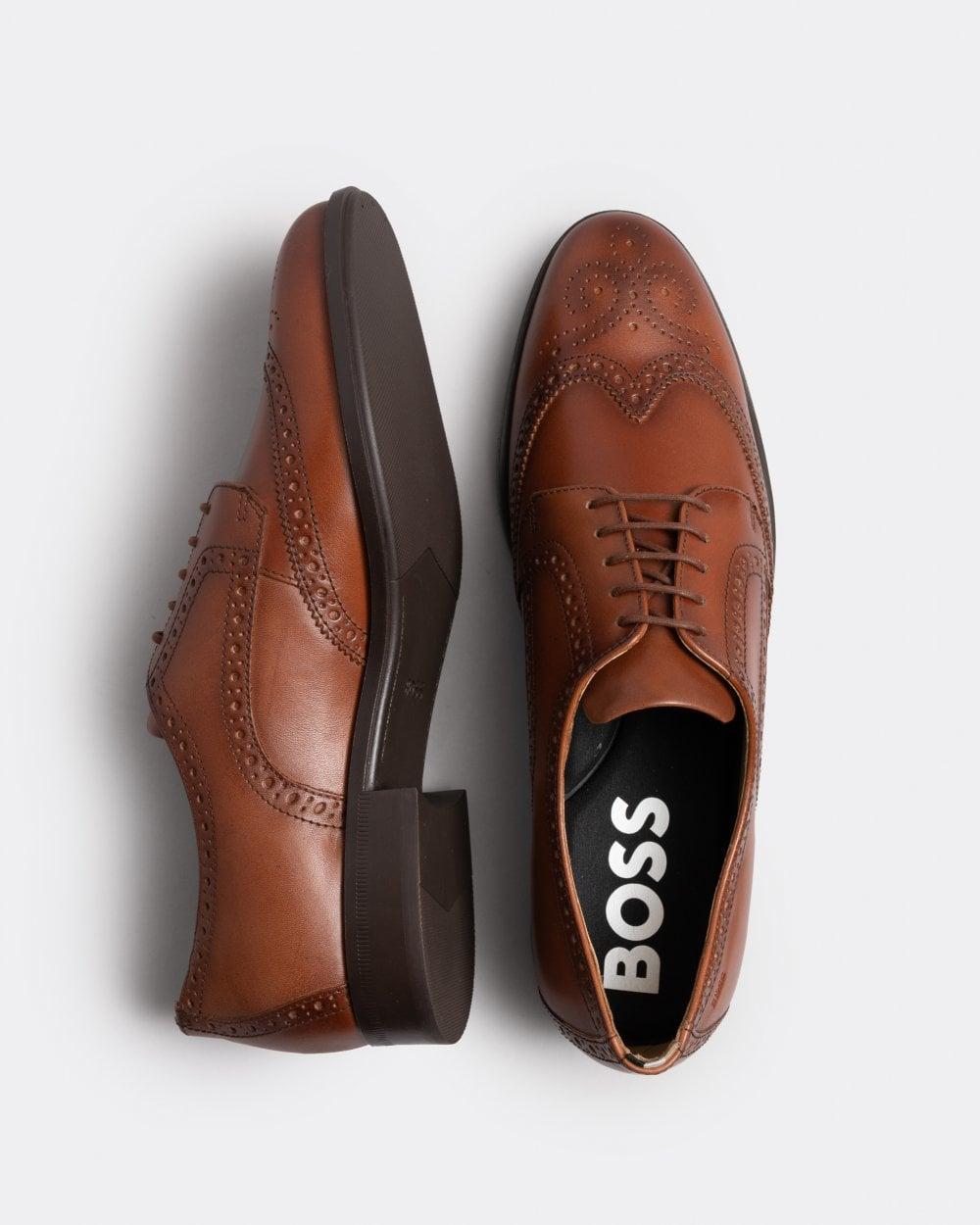 BOSS by HUGO BOSS Colby Leather Derby Shoes With Brogue Details in