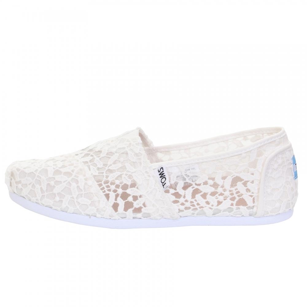 toms women's white lace leaves alpargata flat