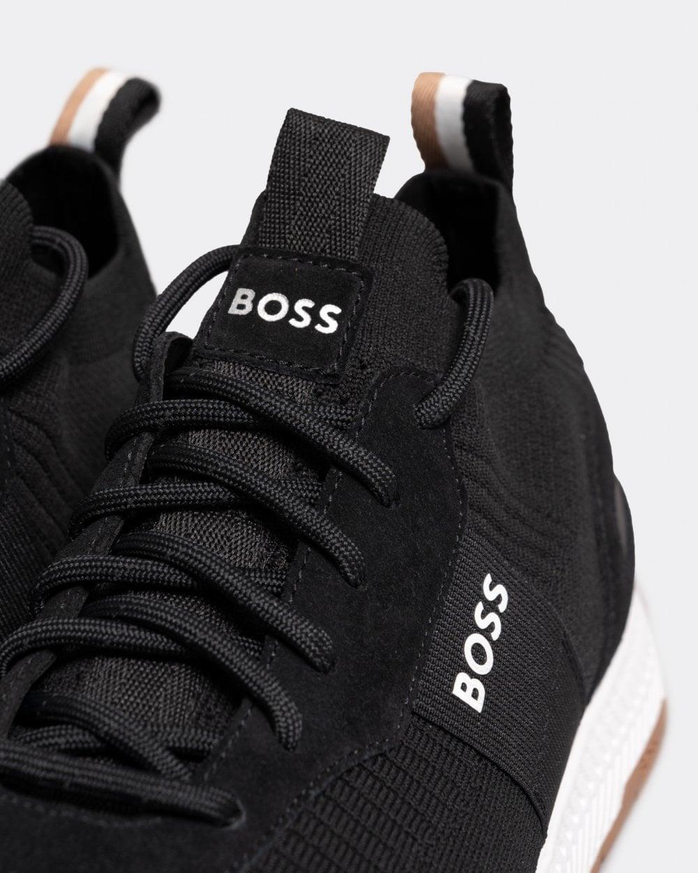 BOSS Titanium_Runn Structured-Knit Sock Trainers With Branding Nos