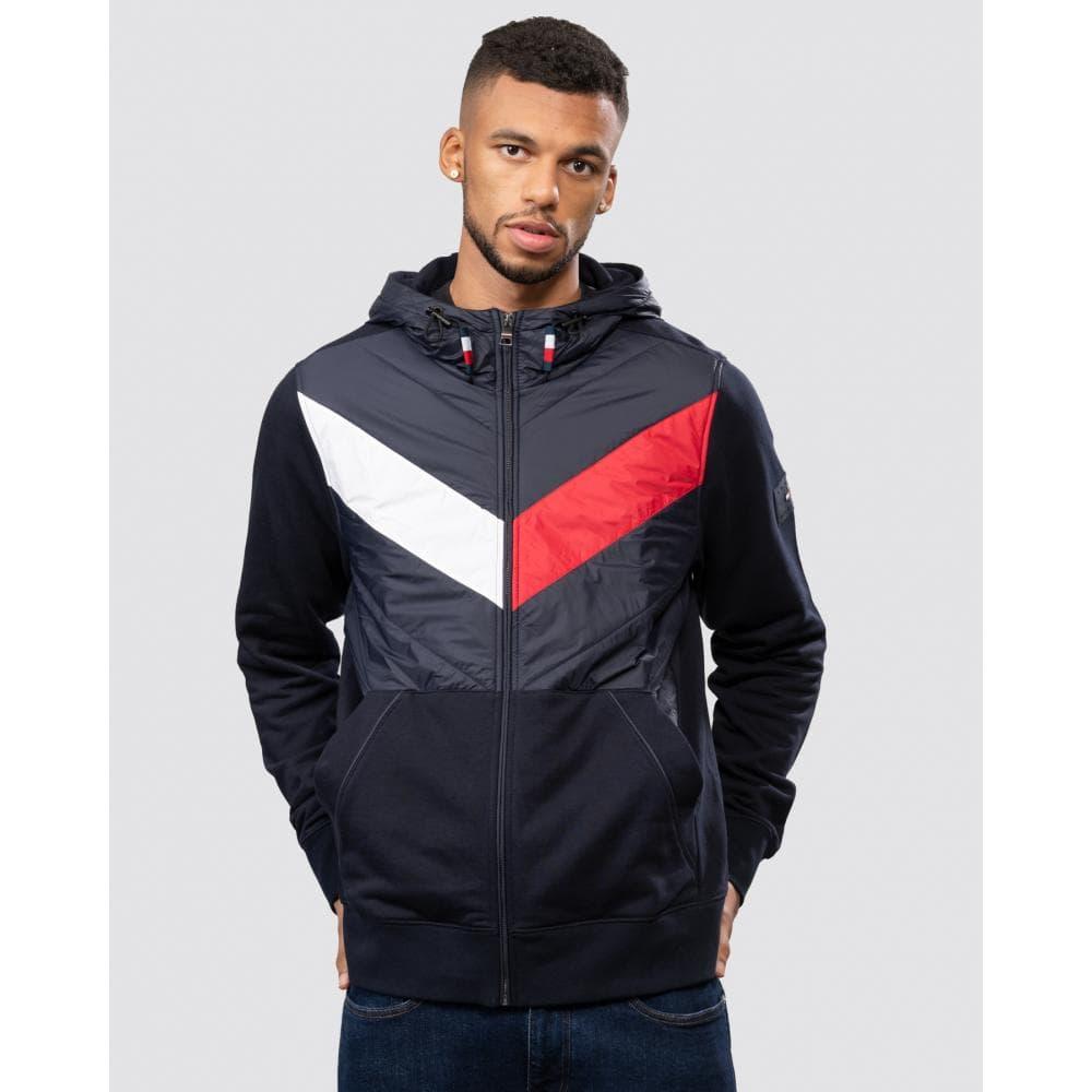 Tommy Hilfiger Mix Media Full-zip Hoodie in Blue for Men | Lyst