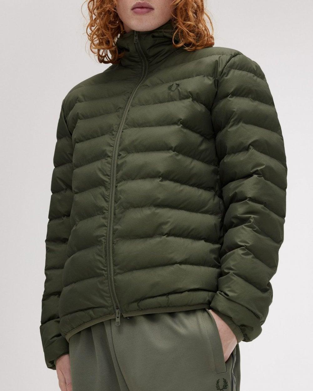 Fred perry hooded puffer jacket in green hotsell