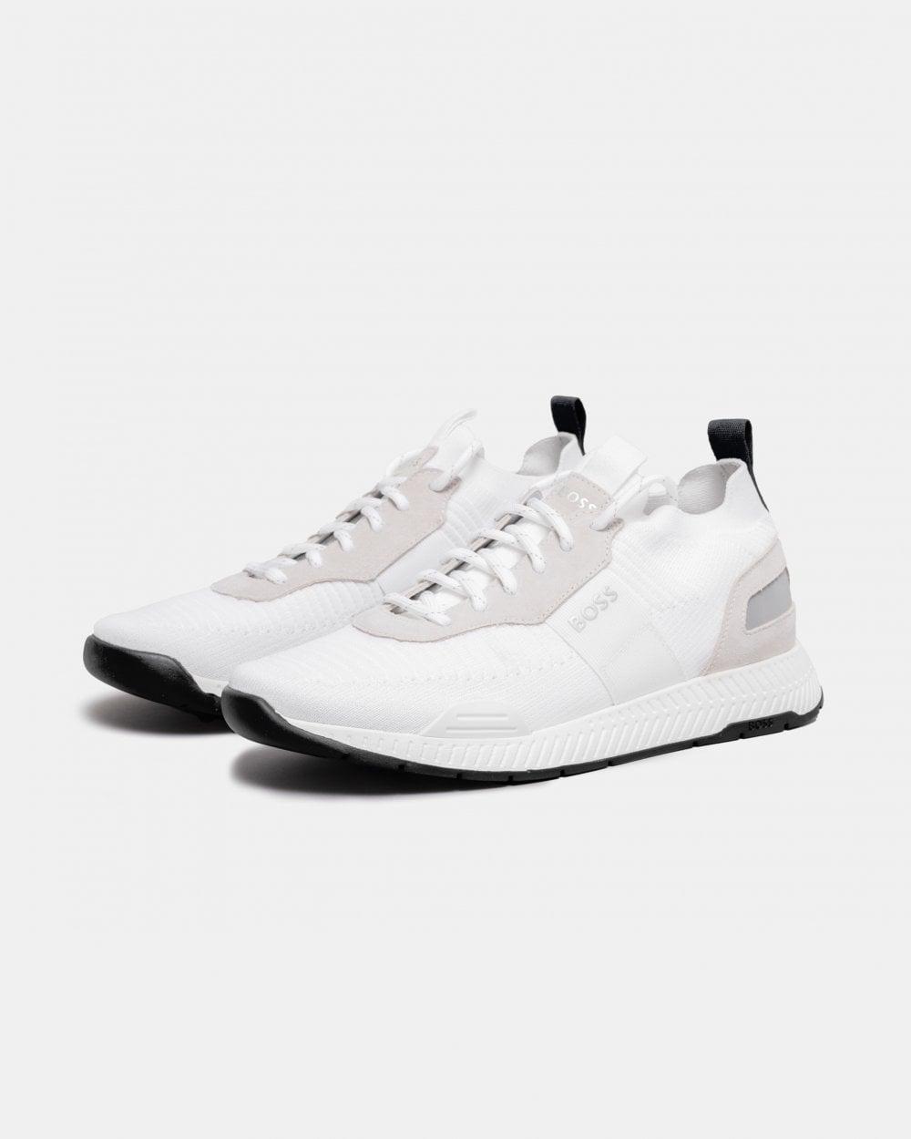 BOSS Titanium_runn Structured-knit Sock Trainers With Branding in