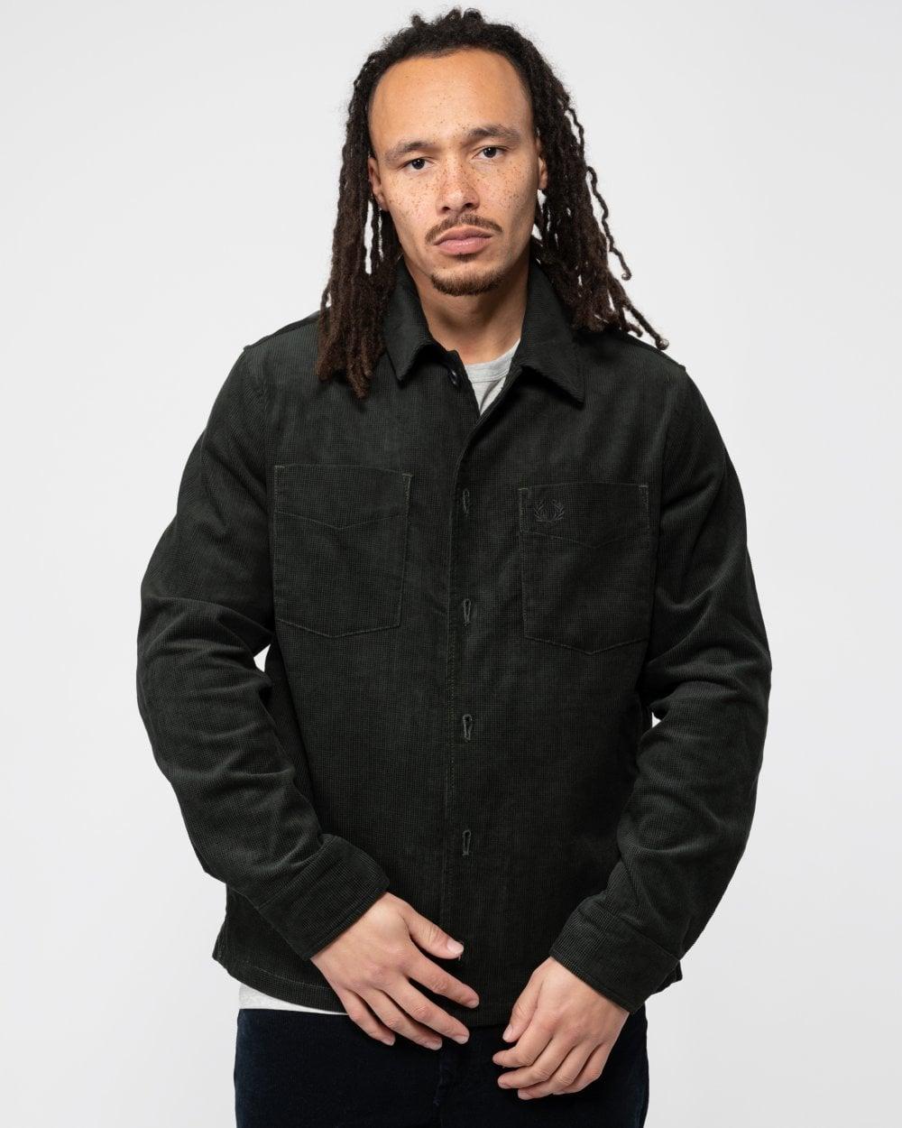 Fred Perry Waffle Cord Overshirt in Black for Men | Lyst