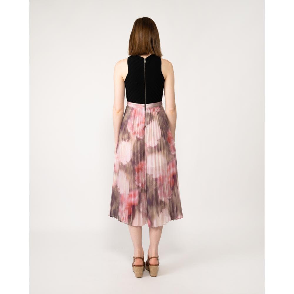 aquila cross front pleated dress with knit bodice