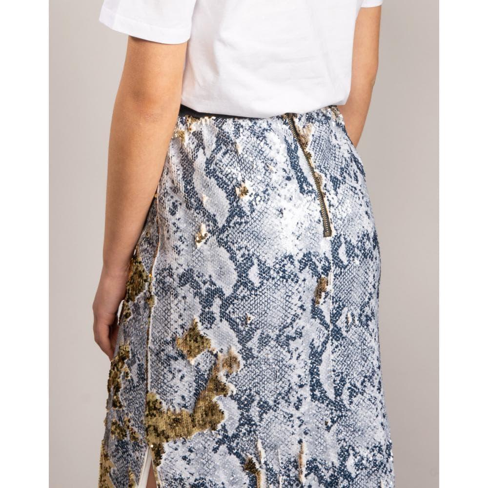 Ted Baker Snake Skin Sequin Skirt in Gray | Lyst